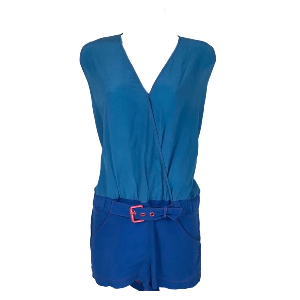 Marc Jacobs Swim Silk Belted Colorblock Romper